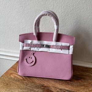 Pink Mauve Sylvestre Leather 25 BK Bag Top Handle Satchel w/ Silver HW Work